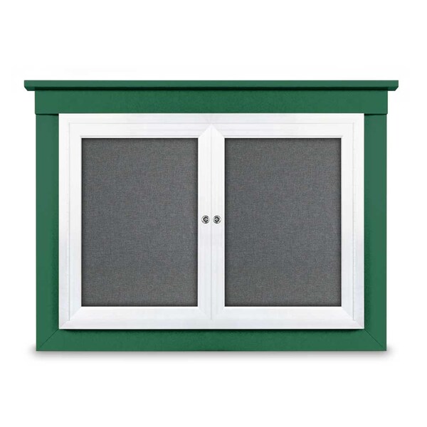 60"x36" 2-Door Enclosed Outdoor Letterboard, Hdr, Green Felt/Bronze